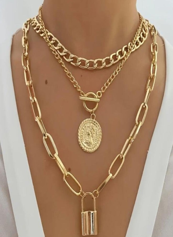 JAVARNV Chunky Gold Necklace Layered Necklaces for Women Stackable Statement Necklace Punk Jewelry Fashion Accessories - Image 2